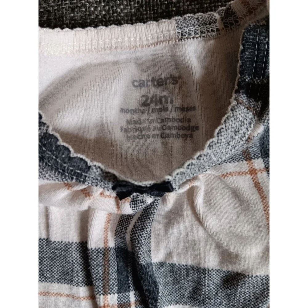 Shirt 24 months Carters Girl Long sleeve white black plaid  baby